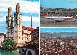 Schöne Ansichtkarte Aviatik ZÜRICH SWISSAIR DC-8