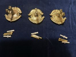 Vintage Wandhaken, 3er Set, Messing, mit Schrauben!