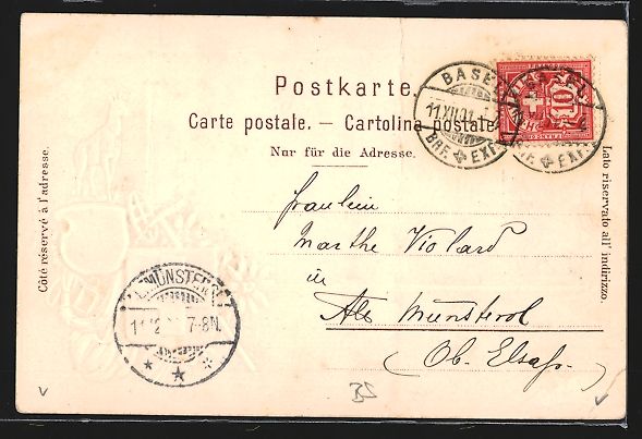 Cartoline postali: Passepartout-AK Basel, Pfalz mit Wettste – Usato da Berlin venduto da bartko-reher 1