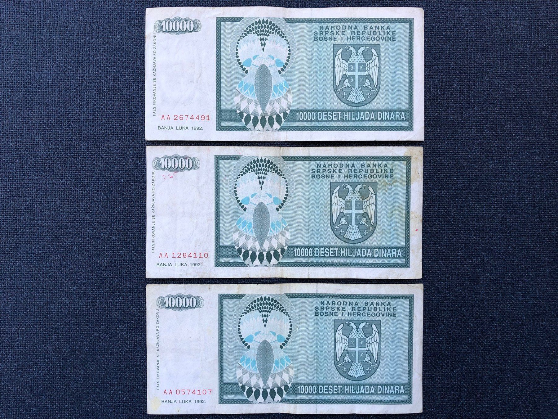 Banconote: Banja Luka 1992 - Republika Srpska Dinar – Usato da Pfäffikon SZ venduto da Sieben77 2