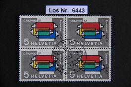CH 1957 Viererblock sauber gestempelt               Los 6443