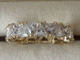 Luxus Elegante Ring Memoire Zirkonia 18/8 Farbe:Gold/weiss