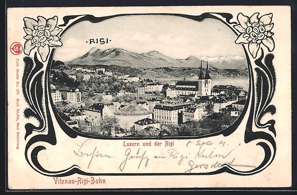 Cartoline postali: AK Luzern, Gesamtansicht mit Rigi, 1901 – Usato da Berlin venduto da bartko-reher