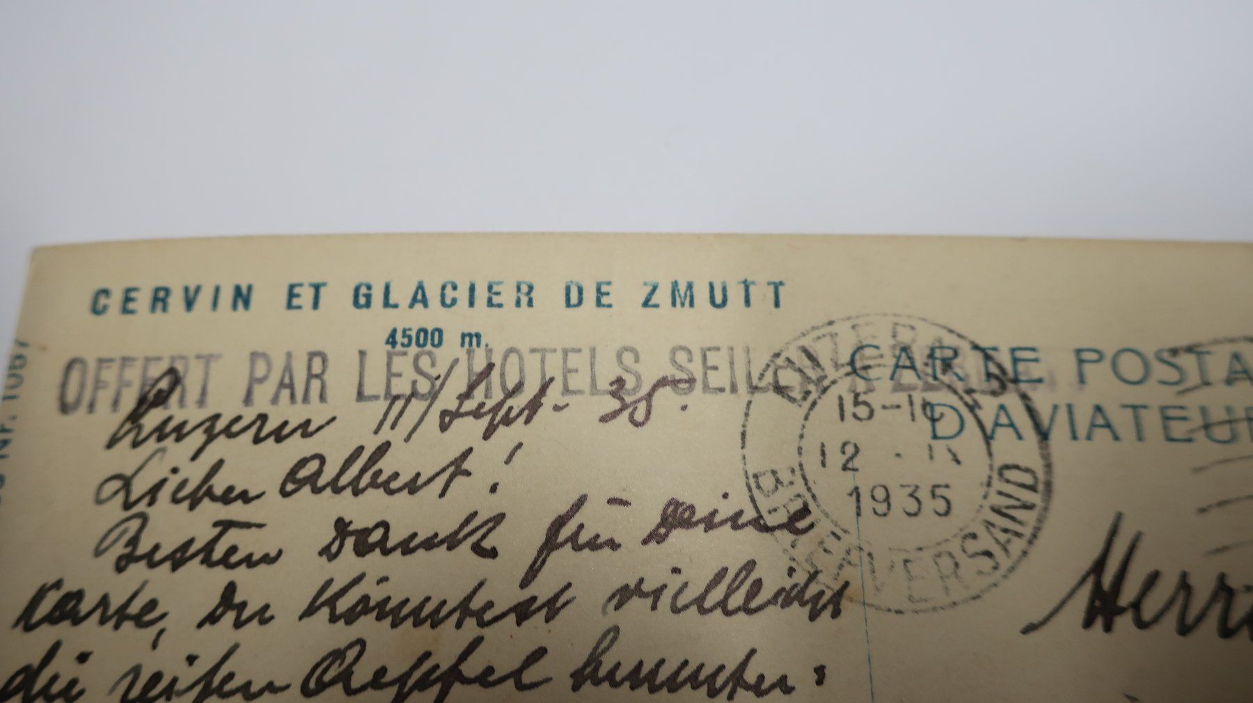 Cartoline postali: Cervin et glacier de Zmutt  1935 – Usato da Cormoret venduto da Pascalll2001 6