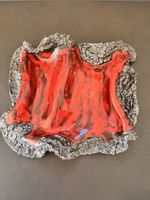 Keramik, Schale rot 70er Jahre Vintag, handgemacht, TV, Obst