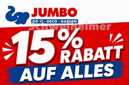 15% JUMBO  Rabatt auf alles inkl. Aktionen ab 50.--