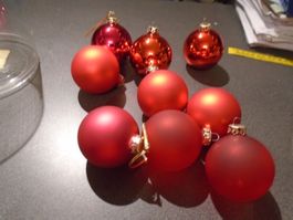 Weihnachtskugel 9 Stück, rot, verschieden