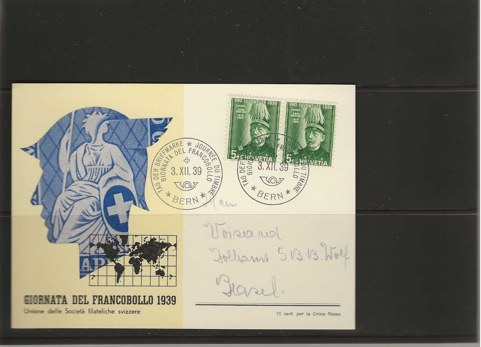 Cartoline postali: Carte journée du timbre 1939 – Usato da Sorvilier venduto da carose01