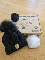 Bonnet Beanie Bear noir avec trois pompons interchangeables