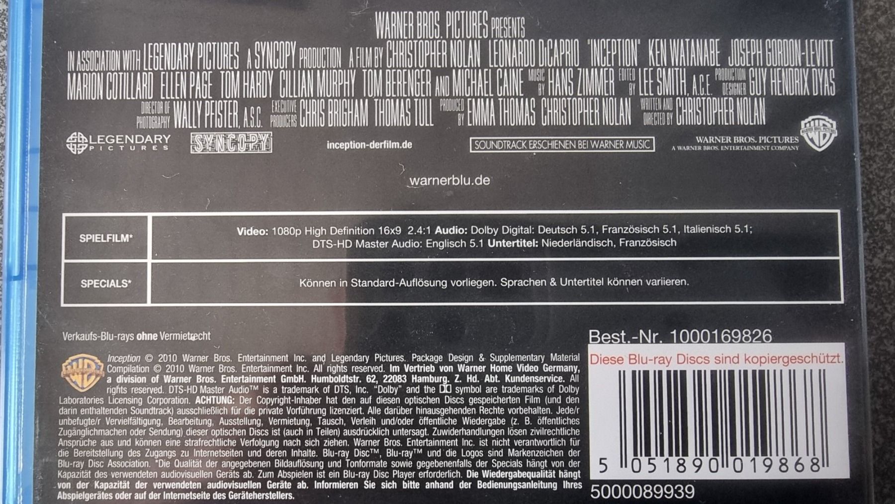 Tutti i DVDs: Blu Ray - Inception - Leonardo Di Caprio – Usato da Oetwil am See venduto da fineli2 1
