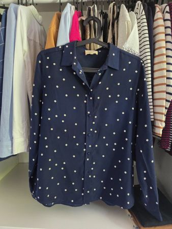 Chemise Sézane Ann - Pois écru fond marine