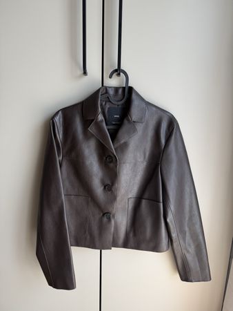 Mango Jacke mit Ledereffekt und Taschen, XXS, Braun