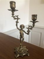 Zwei flammiger Engel (Messing) Kerzenhalter Putte Amorette
