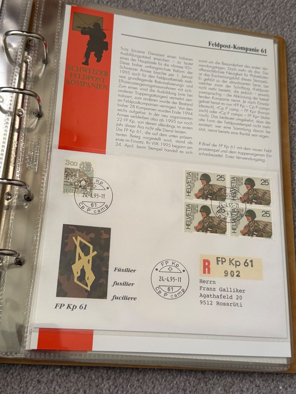 Tutti i francobolli: Sammelordner: Feldpost-Kompanien - Schweizer Armee – Usato da Brütten venduto da Hst1 4