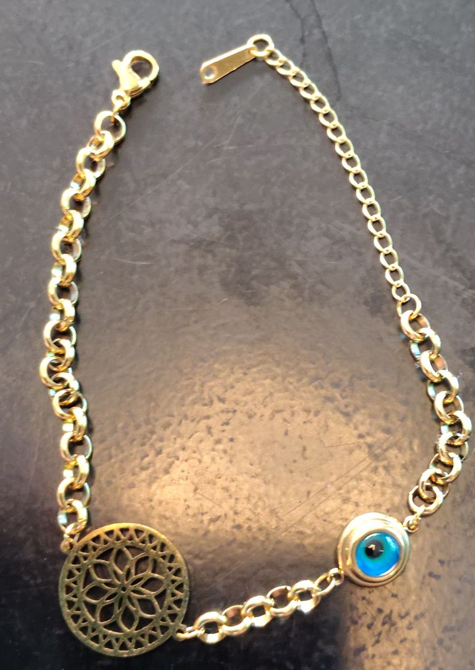 Bracelets: Bracelet acier inoxydable doré œil bleu neuf – D'occasion à Puidoux par Sophia70