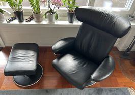 Stressless Jazz - Drehsessel und Fusshocker - Leder schwarz