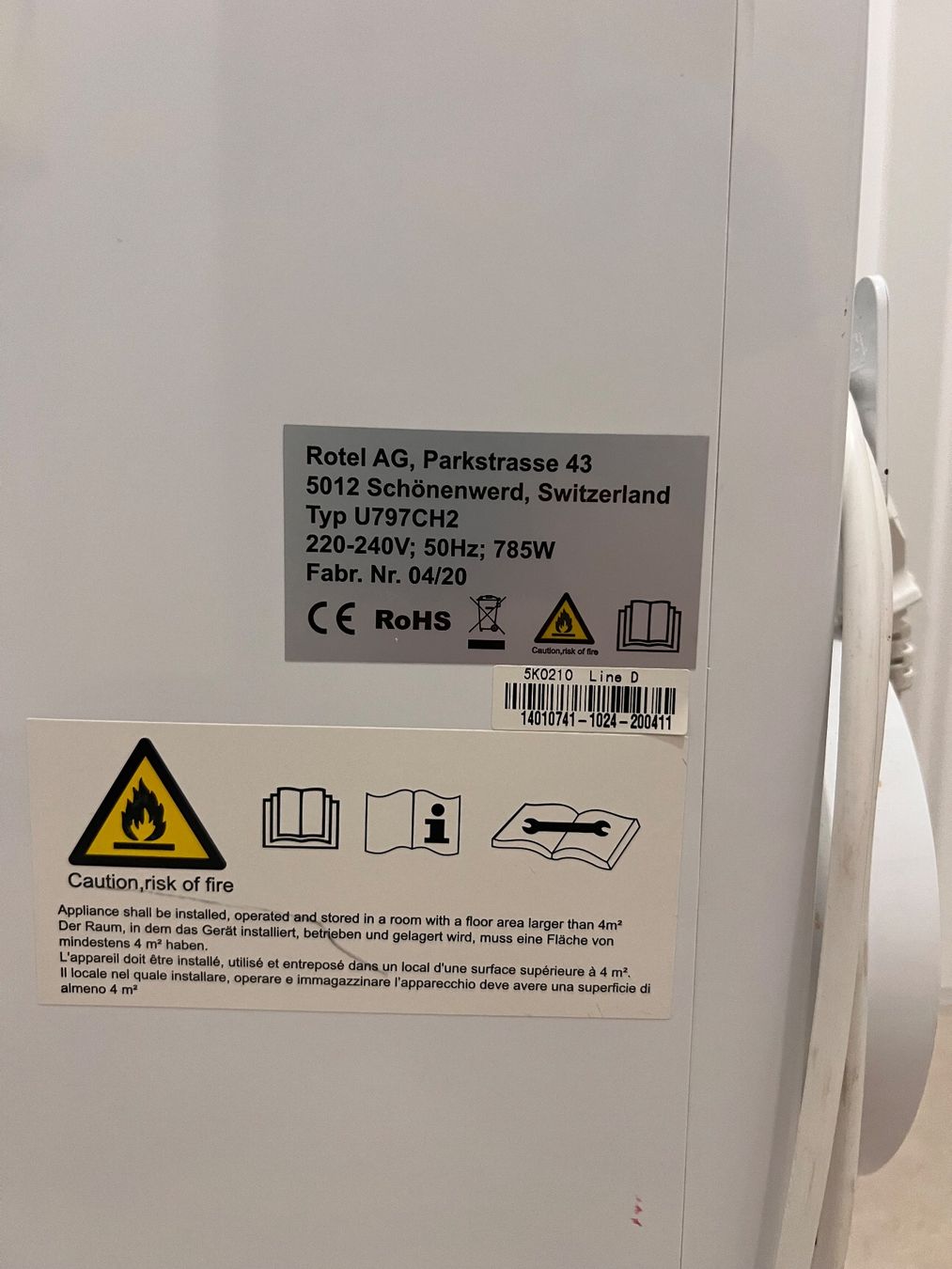 Rotel Klimageräte: Climatiseur mobile Rotel U797CH2 – Gebraucht aus Founex von mpw_62nc 3
