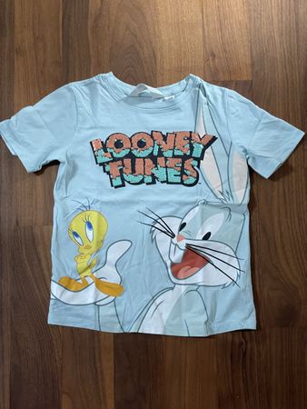 Kinder T-Shirt H&M Looney Tunes hellblau Grösse 122/128