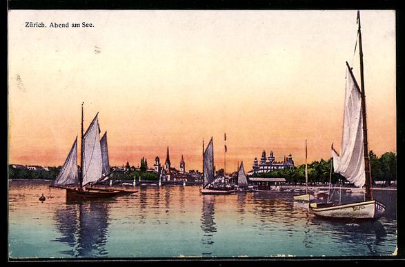 Ansichtskarten: AK Zürich, Abend am See – Gebraucht aus Berlin von bartko-reher
