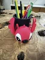 Portapenne Stitch rosa fatto con3D drucker- Idea regalo!