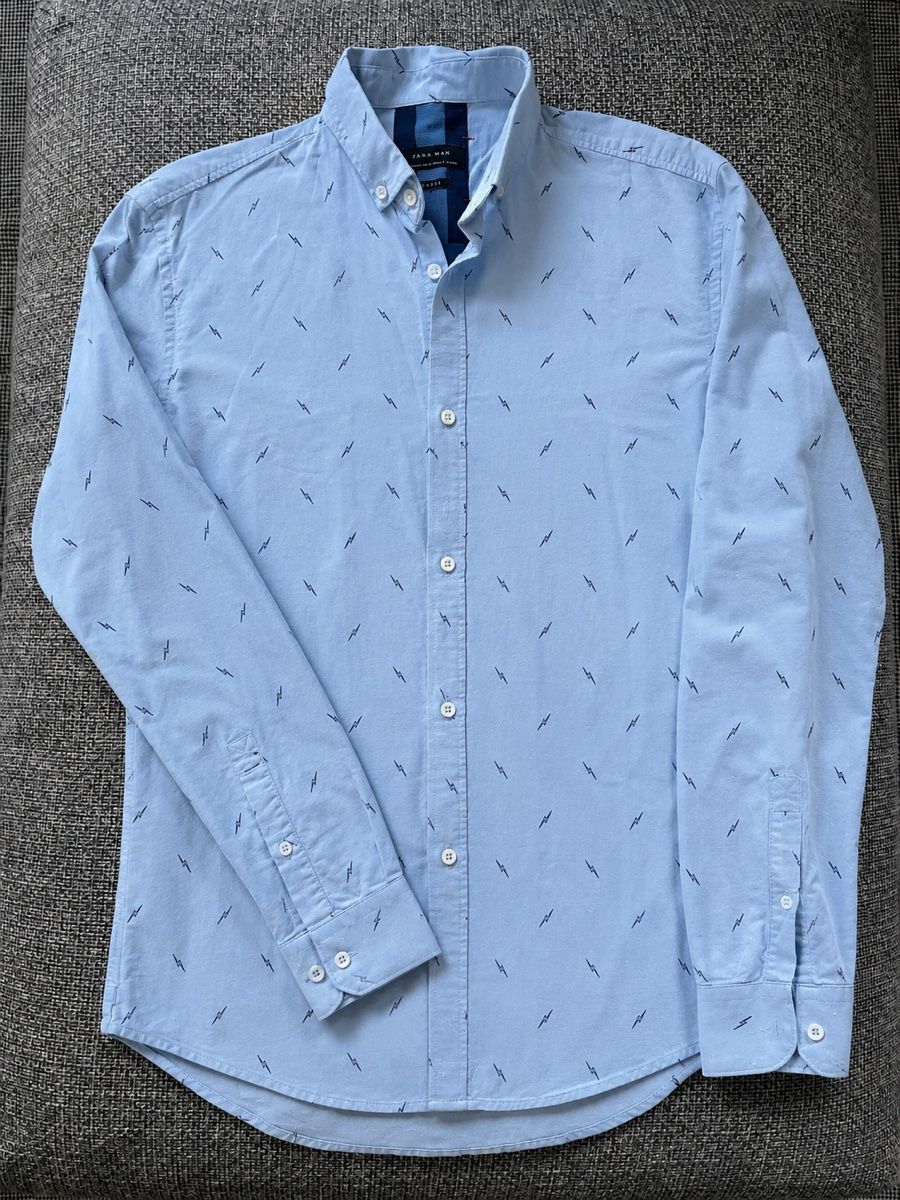 Zara Hemden: Men's light blue patterned shirt size M used – Gebraucht aus Genève von ost_h6xb