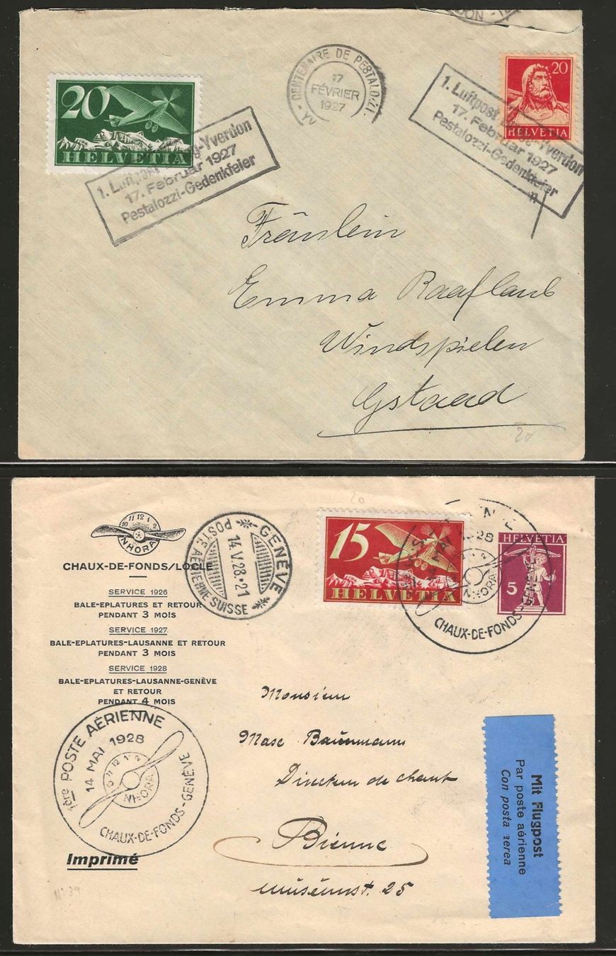 Tutti i francobolli: 1927/1928 : 2 Briefe mit CH Flugpost – Usato da Gümligen venduto da Geniusbuy