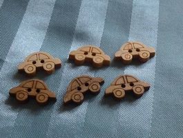 40 süsse Holzknöpfe Autöli naturfarben