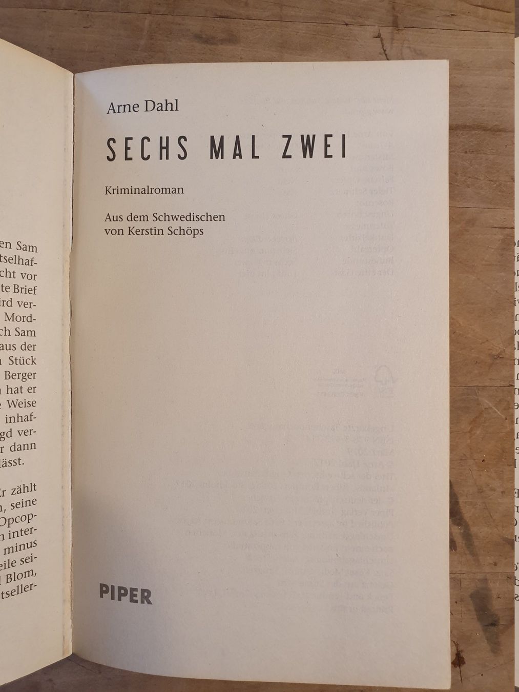 Libri: Sechs mal Zwei - Arnie Dahl - Piper – Usato da Zürich venduto da loosebone 1