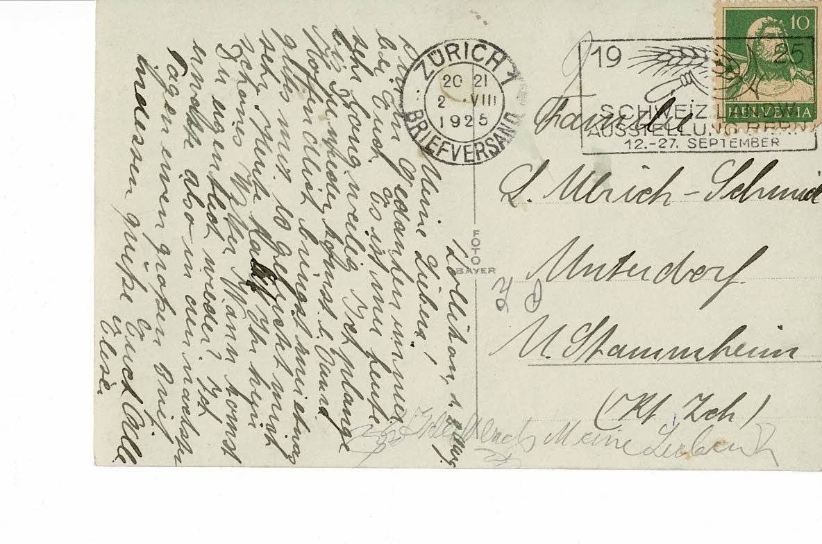 Ansichtskarten: Ansichtskarte Zürich gelaufen 1925 – Gebraucht aus Ebmatingen von desalli 1