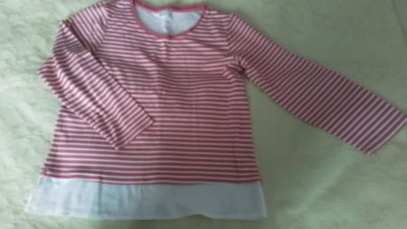 Langarmshirt Weiss-Lachs Neuwertig