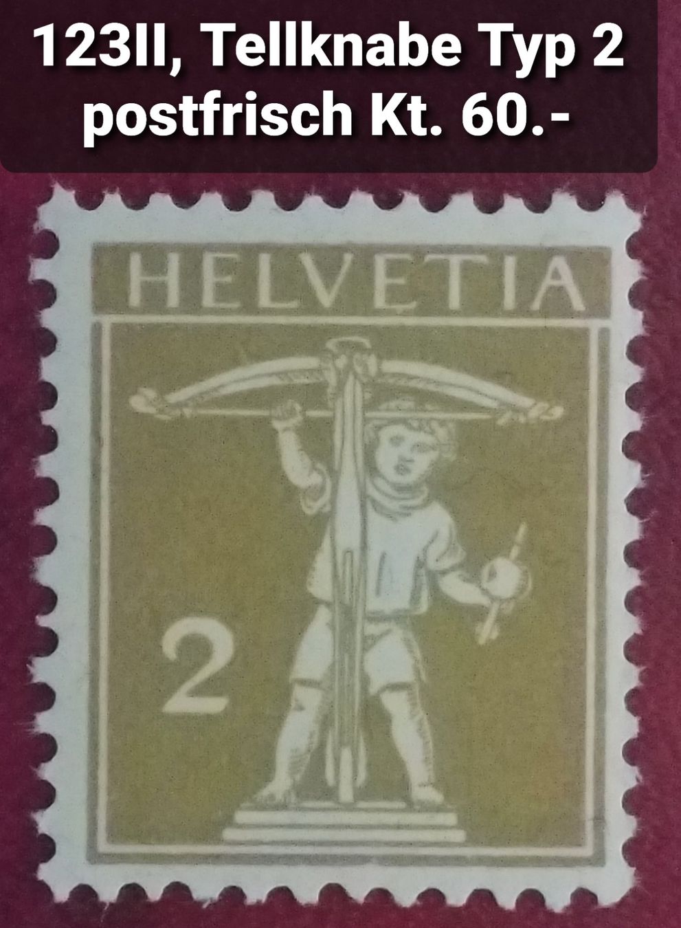 Tutti i francobolli: MA6) 123II, Tellknabe Typ 2, postfrisch Kt. 60.- – Nuovo (secondo la descrizione) da Baden venduto da Eggi