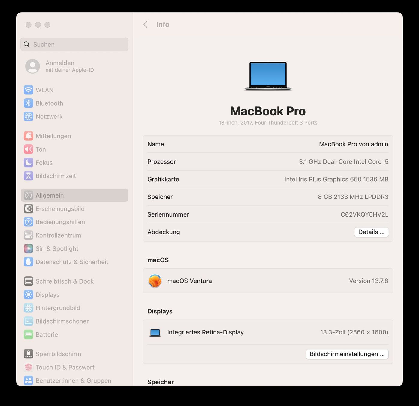 Apple Notebooks: MacBook Pro 13" 2017 / 8GB / 256GB SSD / Touch Bar – Gebraucht aus Meisterschwanden von Discus0 2