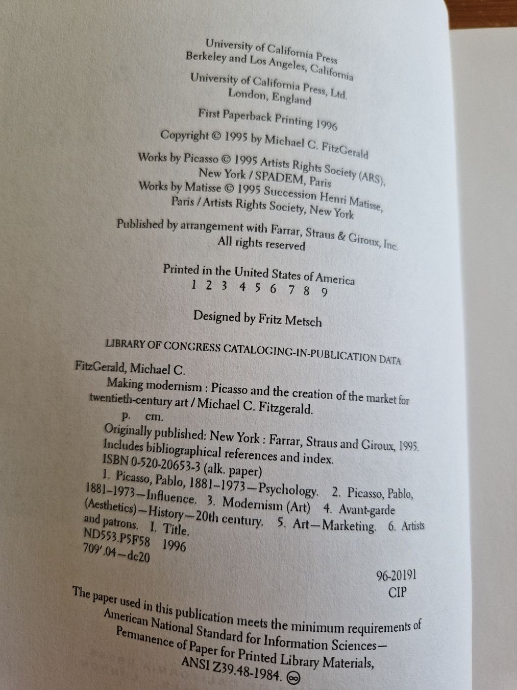 Bücher: Buch "Making Modernism" Picasso von Michael C. Fitzgerald – Gebraucht aus Fislisbach von mka_km8f 3