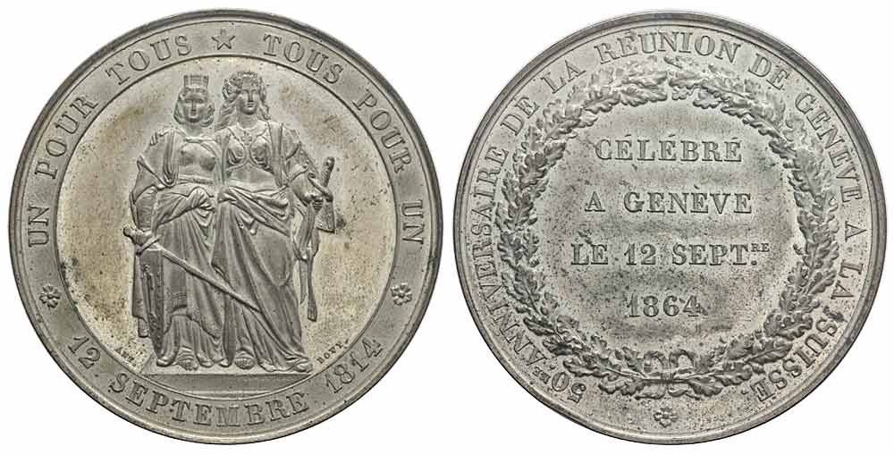 Medaillen: Genéve, Bronzemedaille 1864 (002) – Gebraucht aus Chiasso von Novamarketing