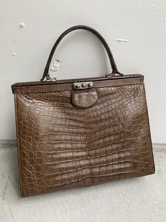 Vintage-Handtasche braun Leder 50er Vintage