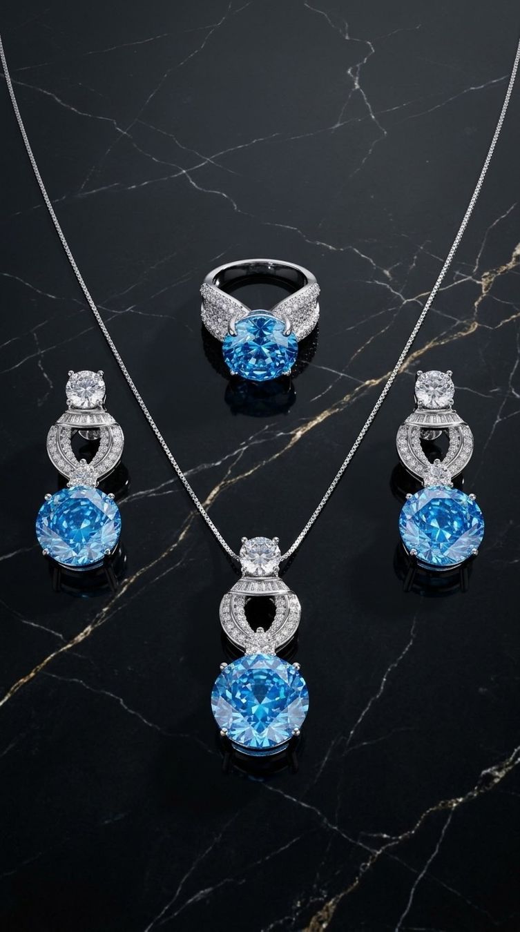 Sonstiger Schmuck: Parure Zircons Bleu Azur – Neu und originalverpackt aus St-Maurice von Sandrinette123 2