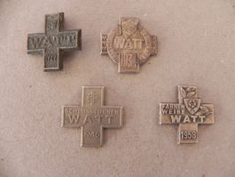 Medaille 4 Sport Abzeichen Brosche Watt ZH 1922 - 1958