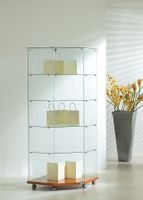 Glasvitrine, ESG Glas, Kirsch, Silber, Wenge (68x68xH.180cm)