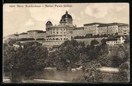 AK Bern, Bundeshaus mit Parkanlagen