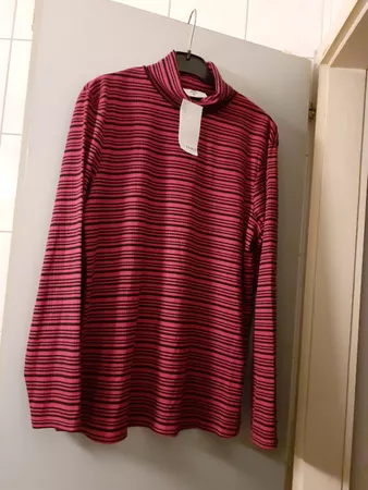 Rollkragenpullover gestreift rot  schwarz neu Grösse XL 