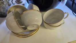 6 tazzine da caffè bordo oro + 3 piattini