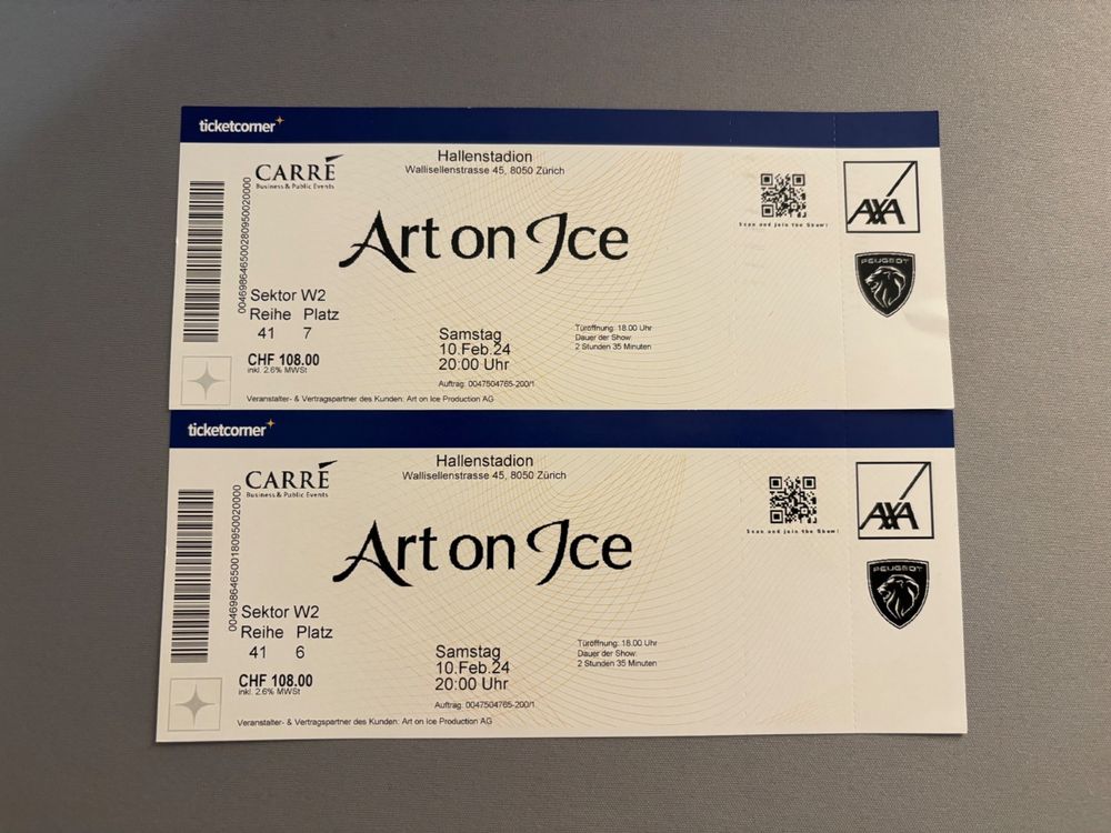 2x Tickets Art on Ice Sa. 14.02.2024 Kaufen auf Ricardo