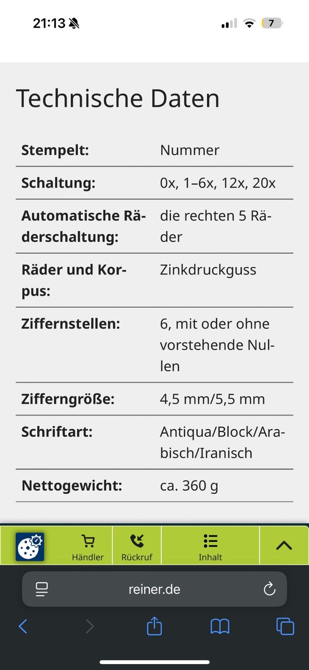 Timbri: Praktischer REINER Numeroteur B6 Stempel – Usato da Rothrist venduto da Fondgruebe 7