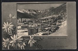 Davos, Ortsansicht gegen das Tinzenhorn