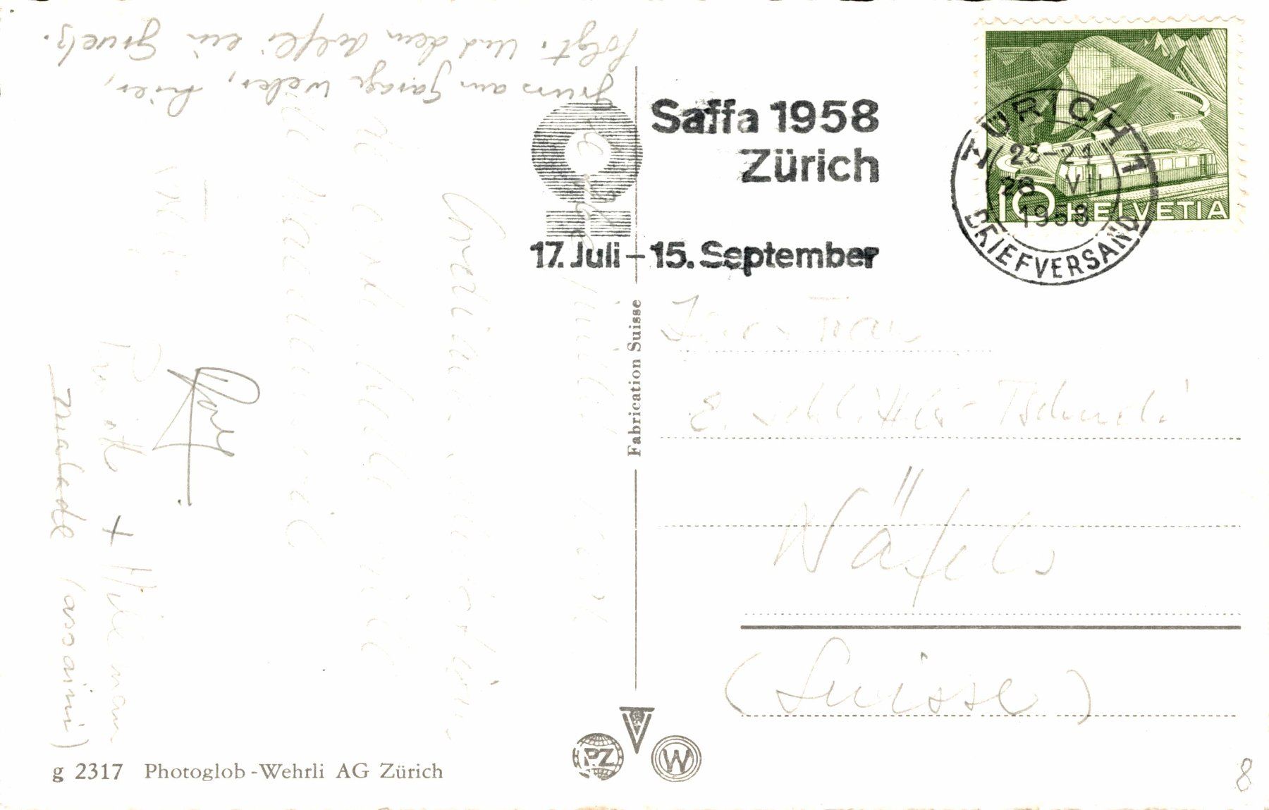 Ansichtskarten: Wädenswil, Kirche – Gebraucht aus Bronschhofen von Astore 1