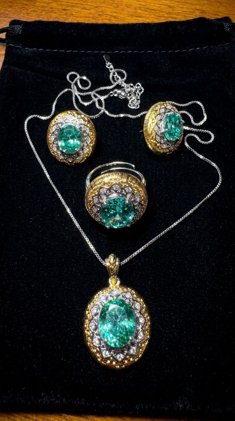 Altri gioielli: Ensemble bijoux 3 pièces Émeraude Chic – Nuovo e nell'imballaggio originale da St-Maurice venduto da Sandrinette123