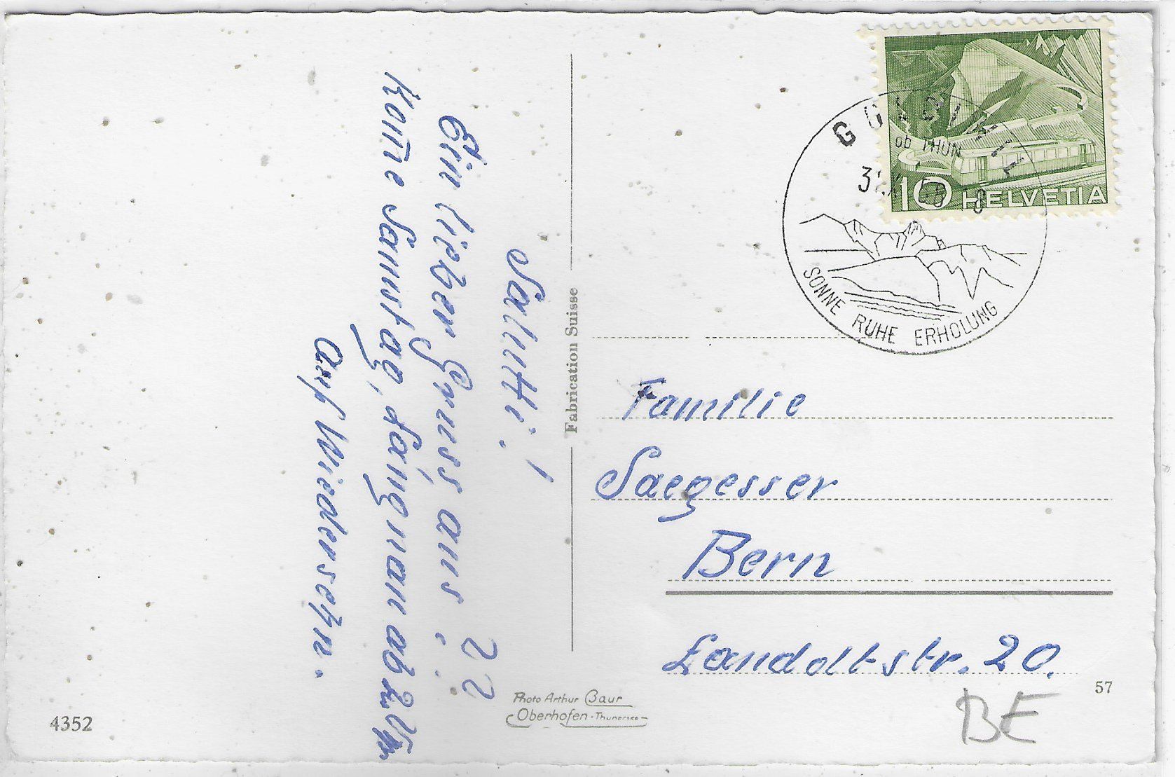 Cartoline postali: Goldiwil ob Thun – Usato da Ettingen venduto da Kartenplanet 1