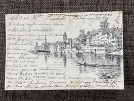 Alte Kunstkarte aus Zürich