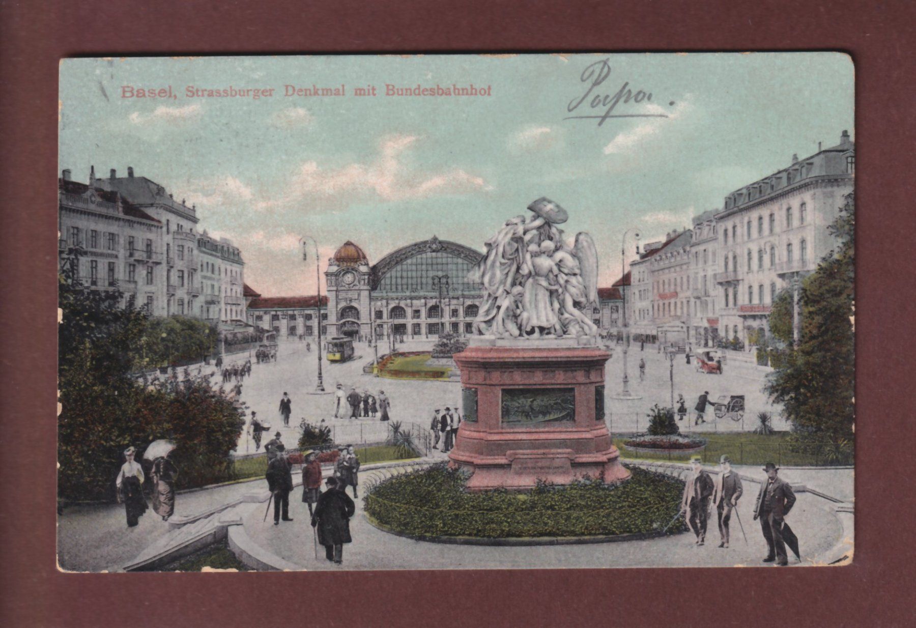 Cartoline postali: BASEL - Strassburger Denkmal - 1906 – Usato da Pully venduto da nicecards-shop