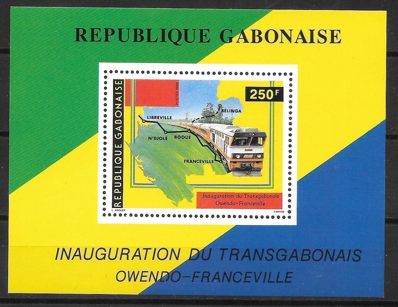 Tous les timbres: Gabun Block 55 ** Eisenbahn 30.12.1986 – Neuf (Voir description) à Olten par clotaldi
